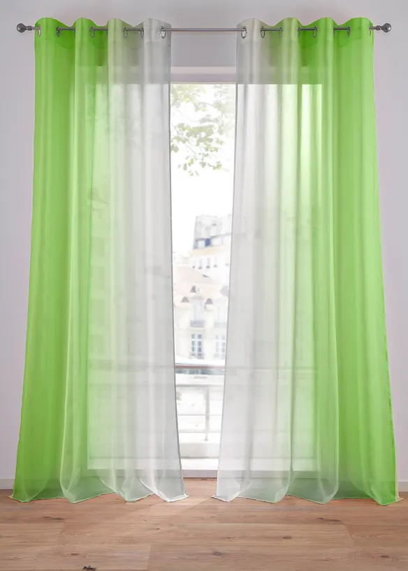 Gardin med färgskiftning i återvunnen polyester (2-pack), bonprix