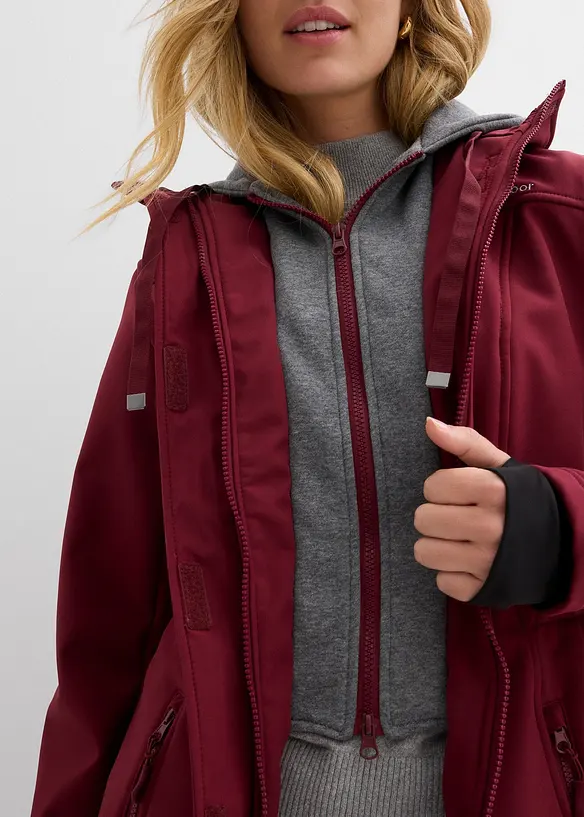 Lång vattenavvisande softshelljacka med 2-i-1-look, bonprix