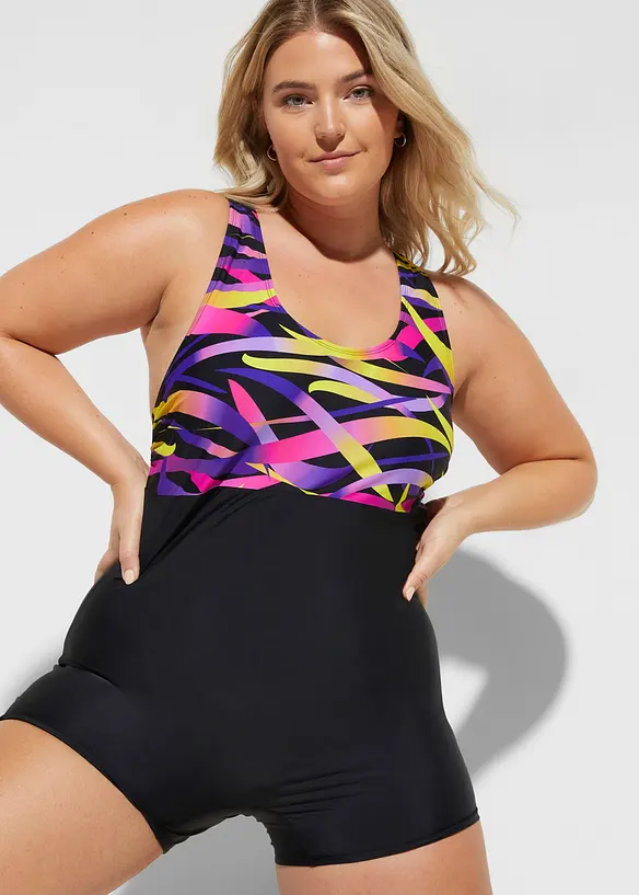 Snabbtorkande, sportig baddräkt med ben, bonprix