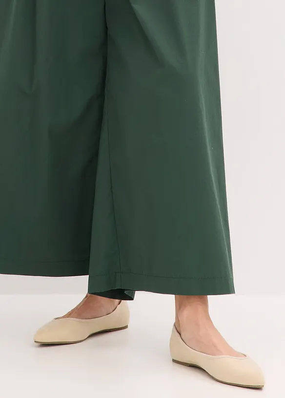 Byxa i poplin av bomullsmix + skärp (2 delar), bonprix