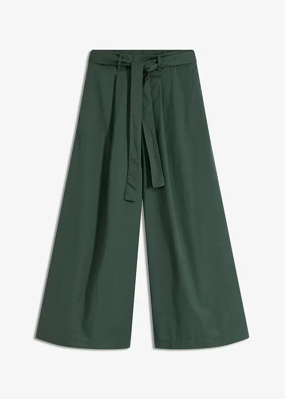 Byxa i poplin av bomullsmix + skärp (2 delar), bonprix