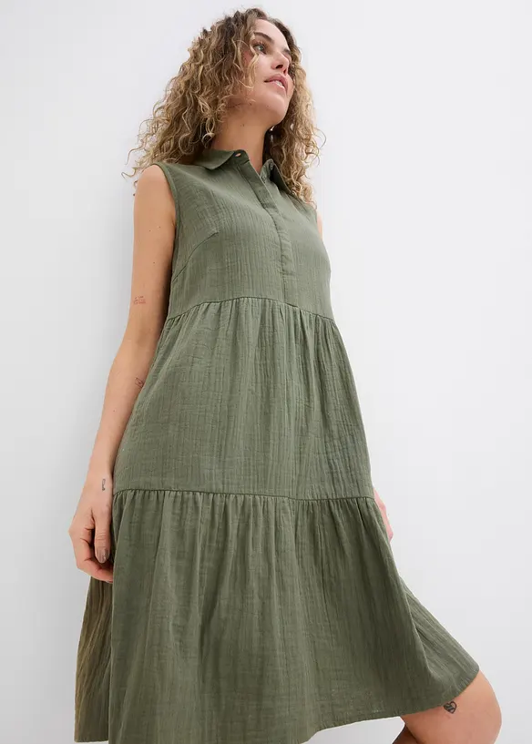 Tunikaklänning av luftig muslin, bonprix