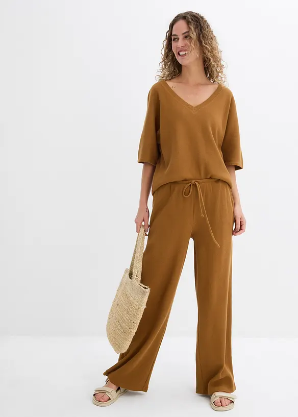 Bomullsbyxa i material med struktur, bonprix