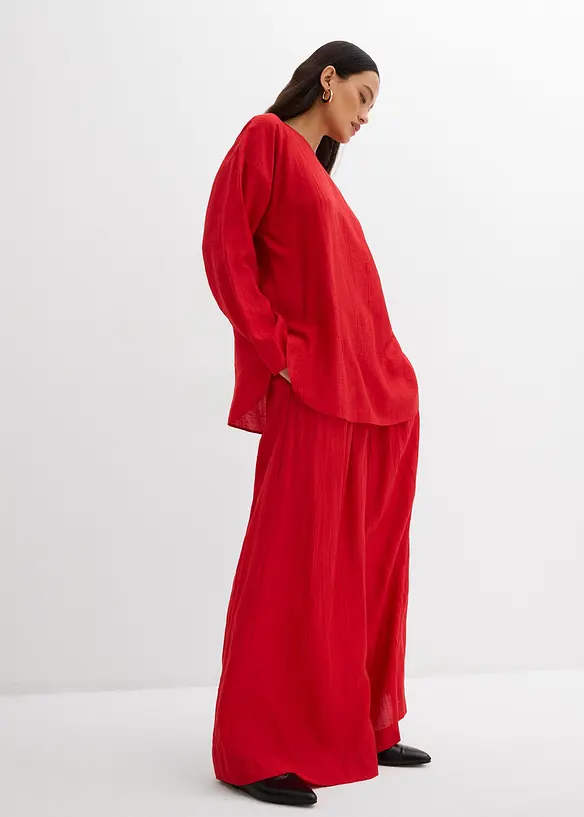 Oversized blustunika av krinklad viskos med struktureffekt, bonprix