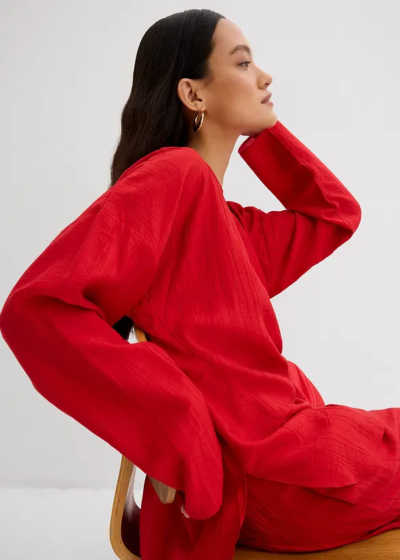 Oversized blustunika av krinklad viskos med struktureffekt, bonprix