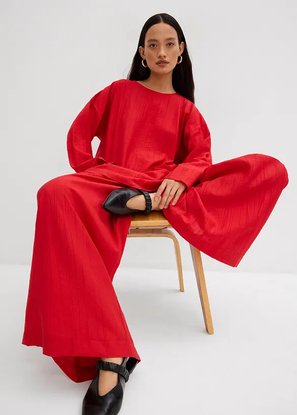 Oversized blustunika av krinklad viskos med struktureffekt, bonprix