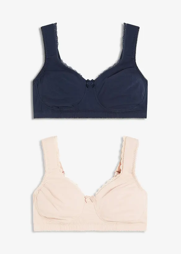 T-shirtbehå i minimizermodell utan bygel, med ekologisk bomull (2-pack), bonprix