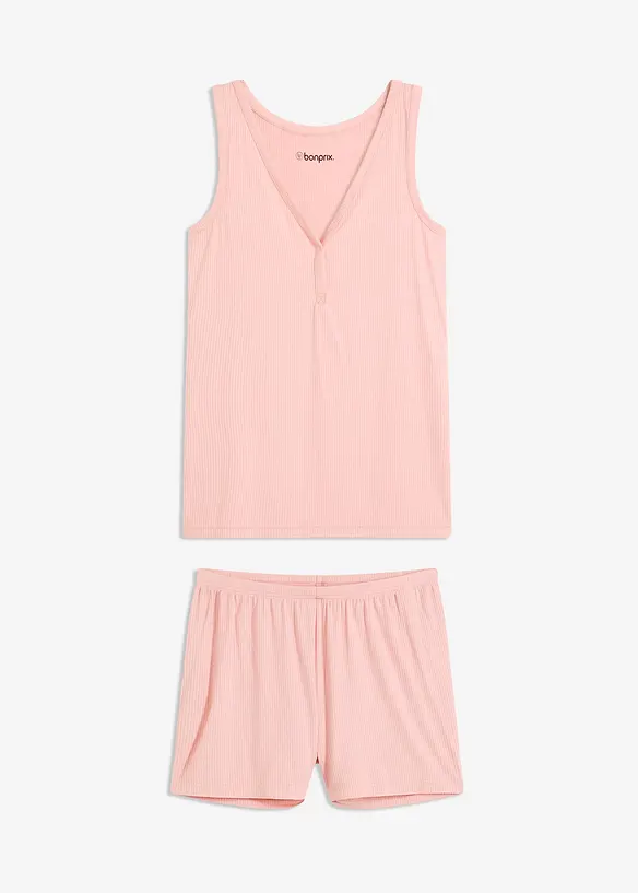 Pyjamas i mjukt, ribbat material, med shorts, bonprix