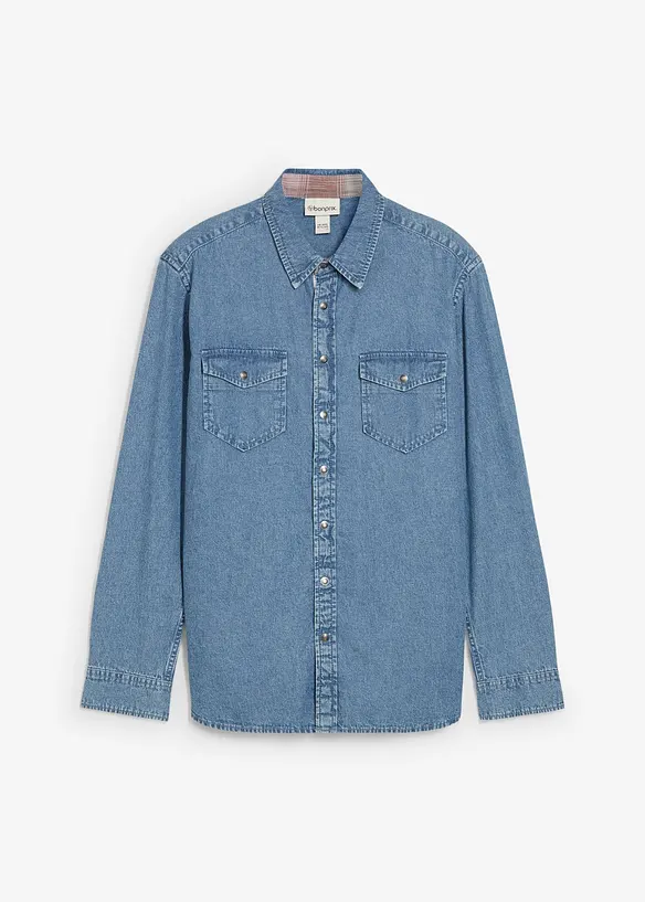 Jeansskjorta i ren bomull, bonprix