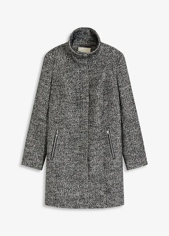 Avslappnad tunn kappa med yllelook, bonprix