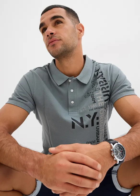 Pikétröja av ren bomull Slim Fit, korta ärmar, bonprix