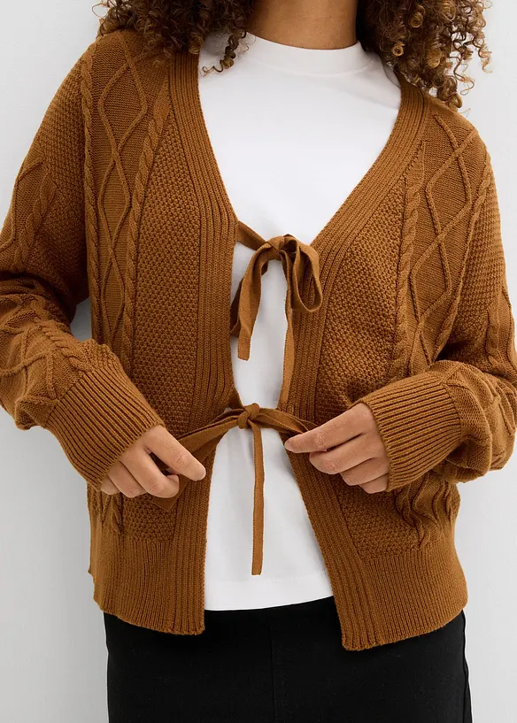 Cardigan med knytband, bonprix