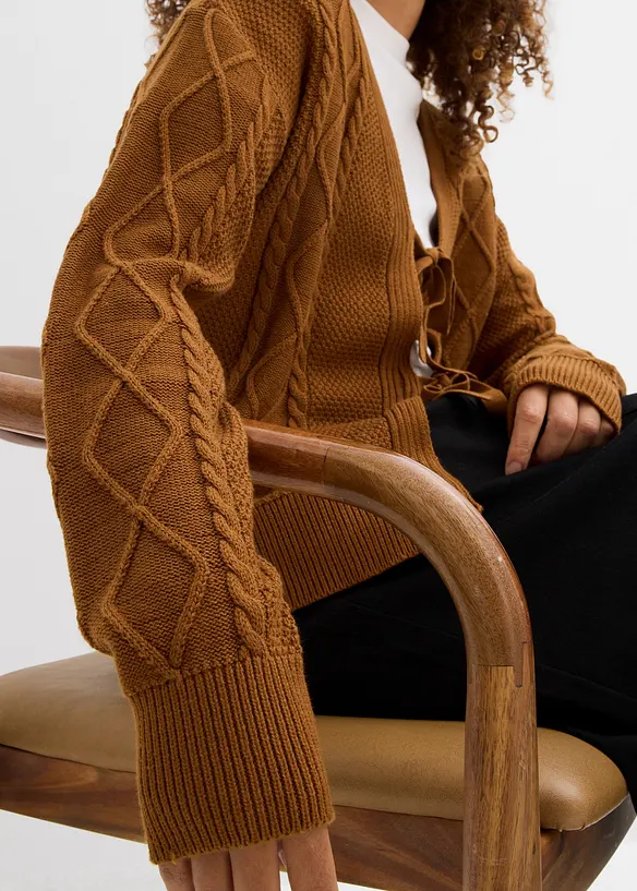 Cardigan med knytband, bonprix