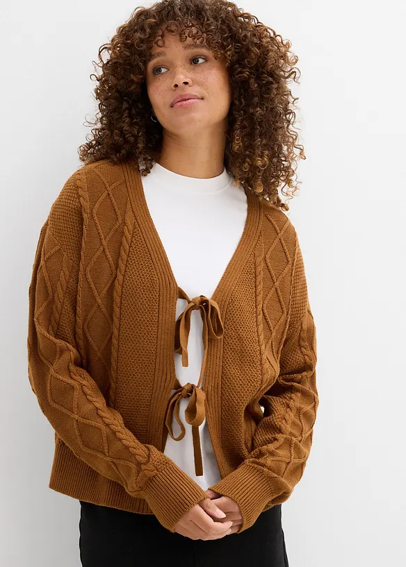 Cardigan med knytband, bonprix