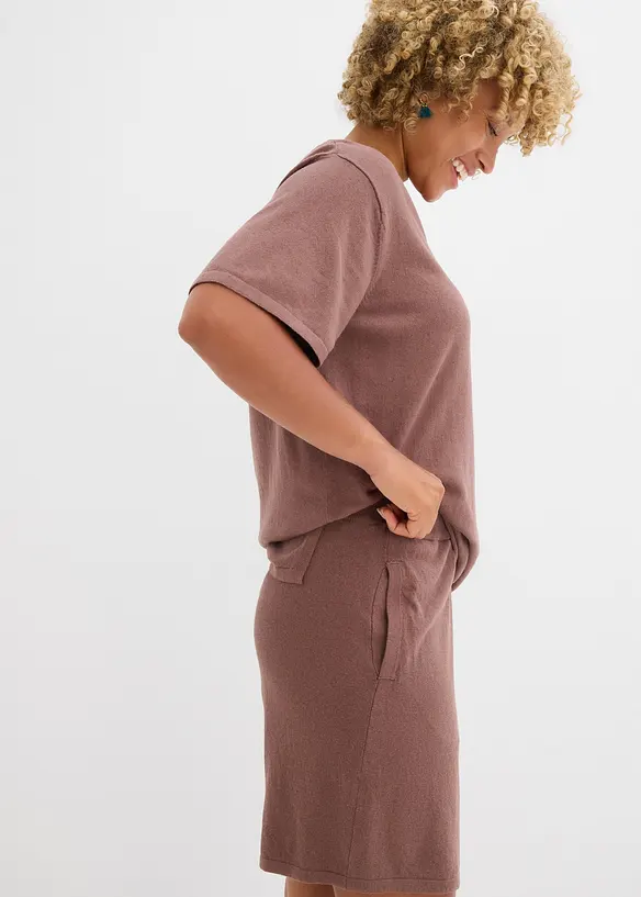 Dra på-shorts i finstickat material, bonprix