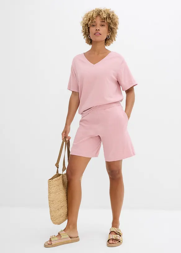 Dra på-shorts i finstickat material, bonprix