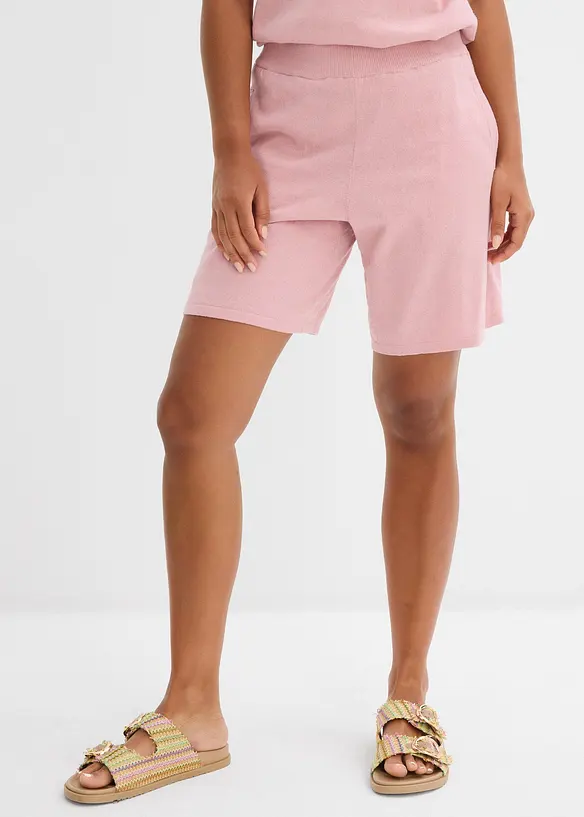 Dra på-shorts i finstickat material, bonprix