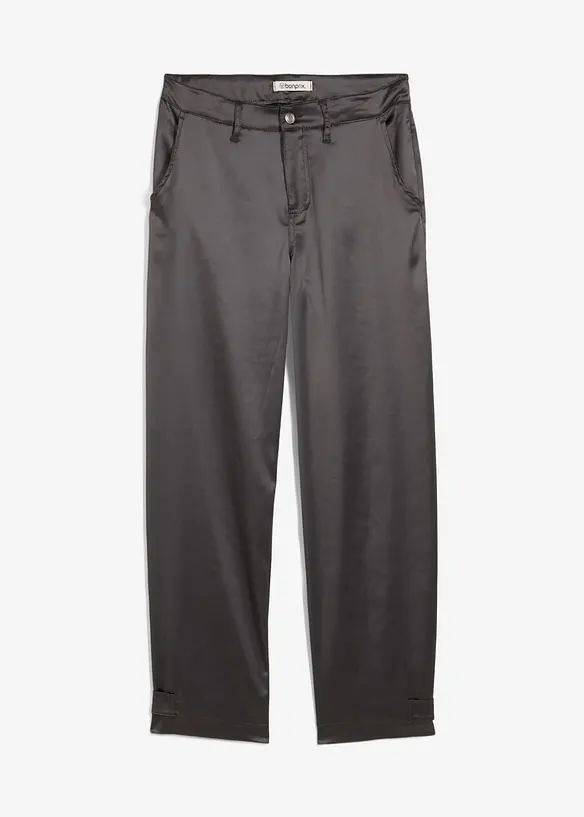 Byxa i barrel-modell av satin med mjukt fall, bonprix
