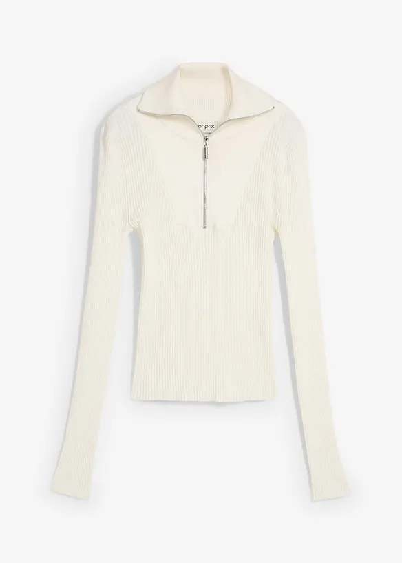 Ribbstickad topp av mjuk viskosmix, bonprix