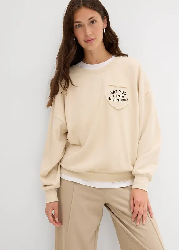 Oversizesweatshirt i mjuk bomullsmix, bonprix