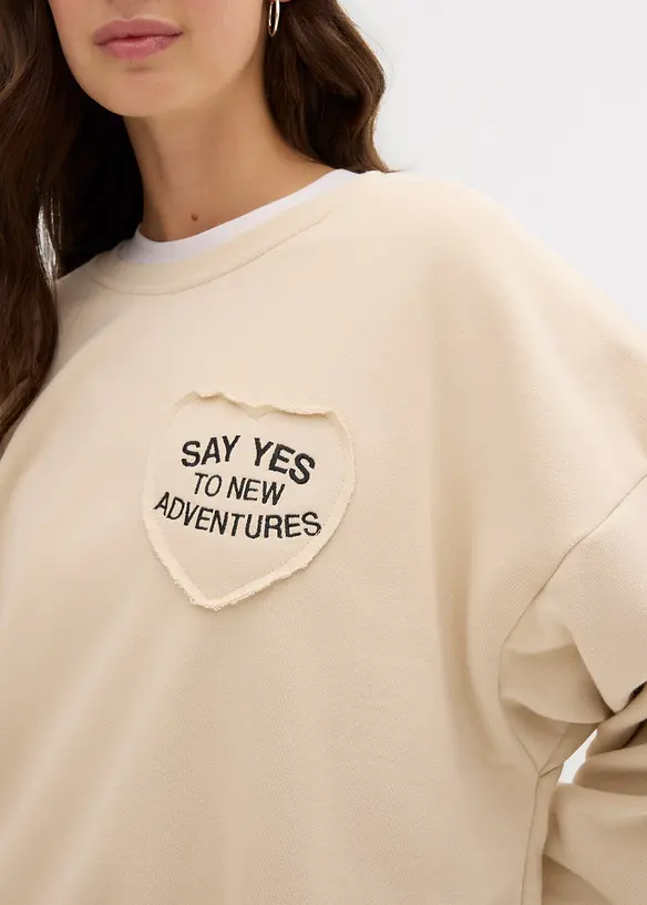 Oversizesweatshirt i mjuk bomullsmix, bonprix