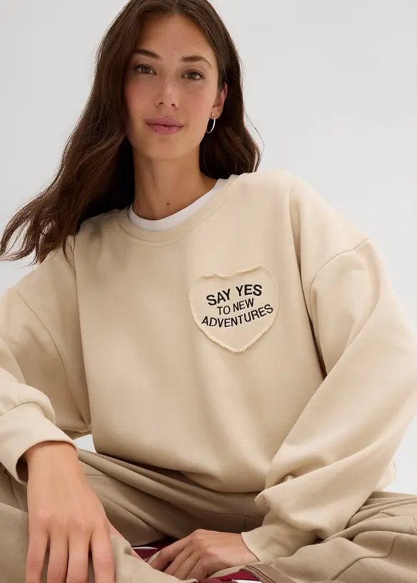 Oversizesweatshirt i mjuk bomullsmix, bonprix