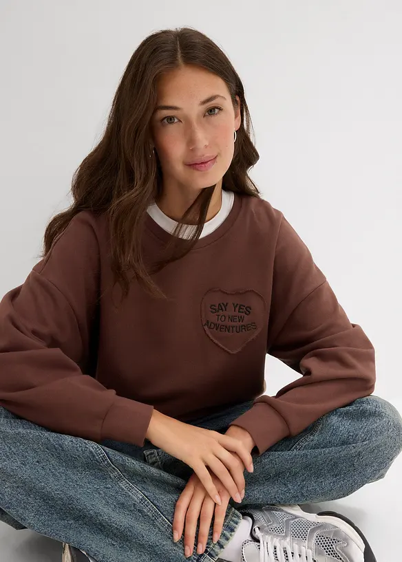 Oversizesweatshirt i mjuk bomullsmix, bonprix