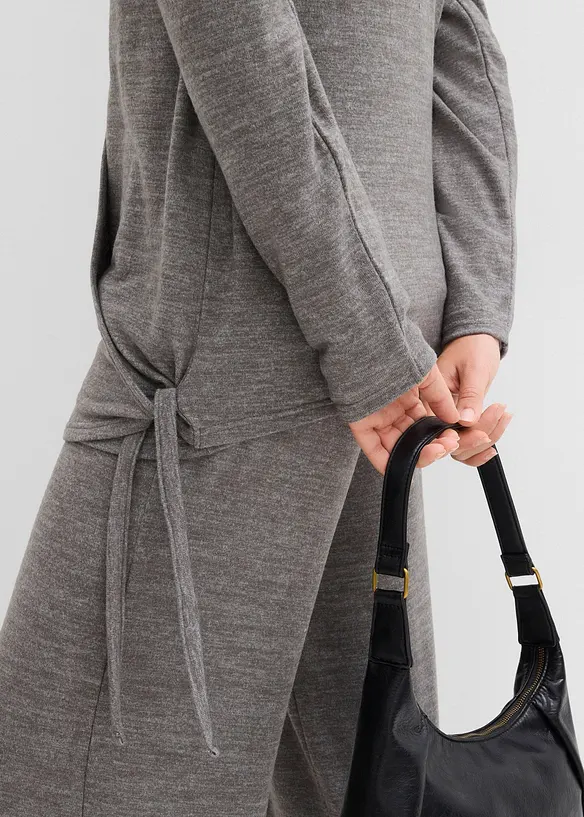 Omlottcardigan med stickad look, bonprix
