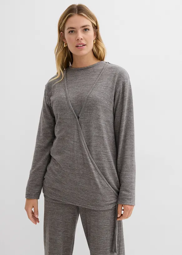 Omlottcardigan med stickad look, bonprix