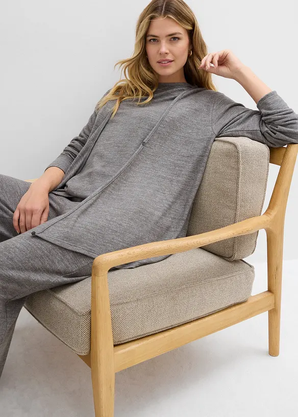 Omlottcardigan med stickad look, bonprix