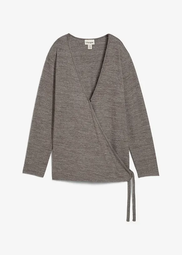 Omlottcardigan med stickad look, bonprix