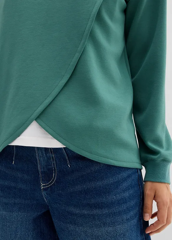 Sweatshirt med huva i mjuk viskosmix, bonprix