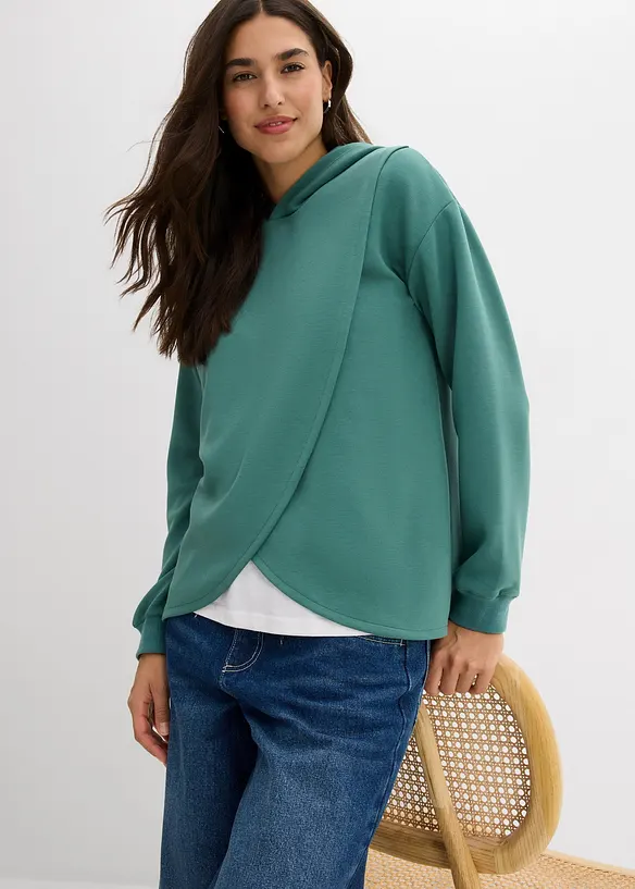 Sweatshirt med huva i mjuk viskosmix, bonprix