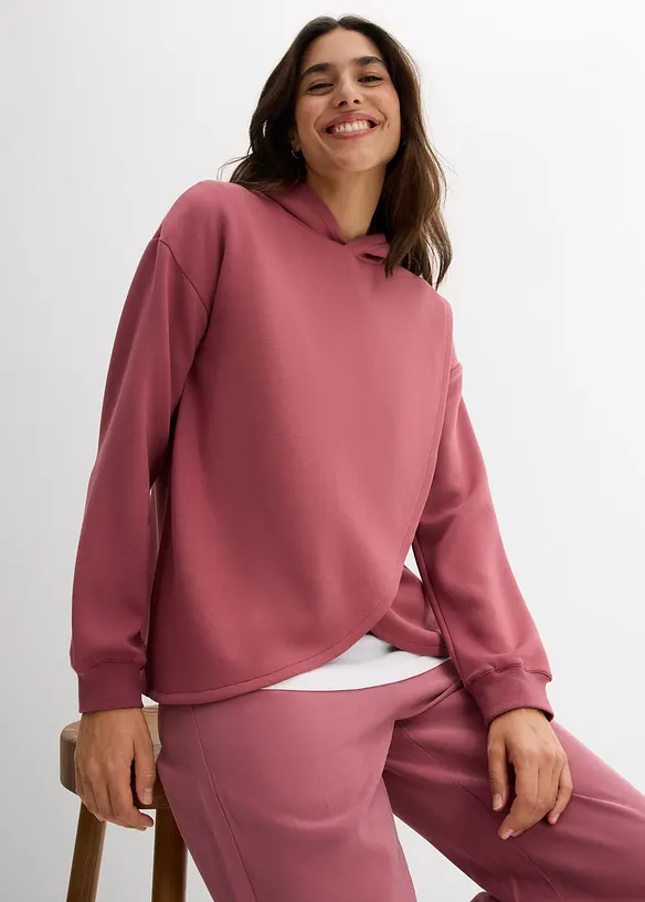 Sweatshirt med huva i mjuk viskosmix, bonprix