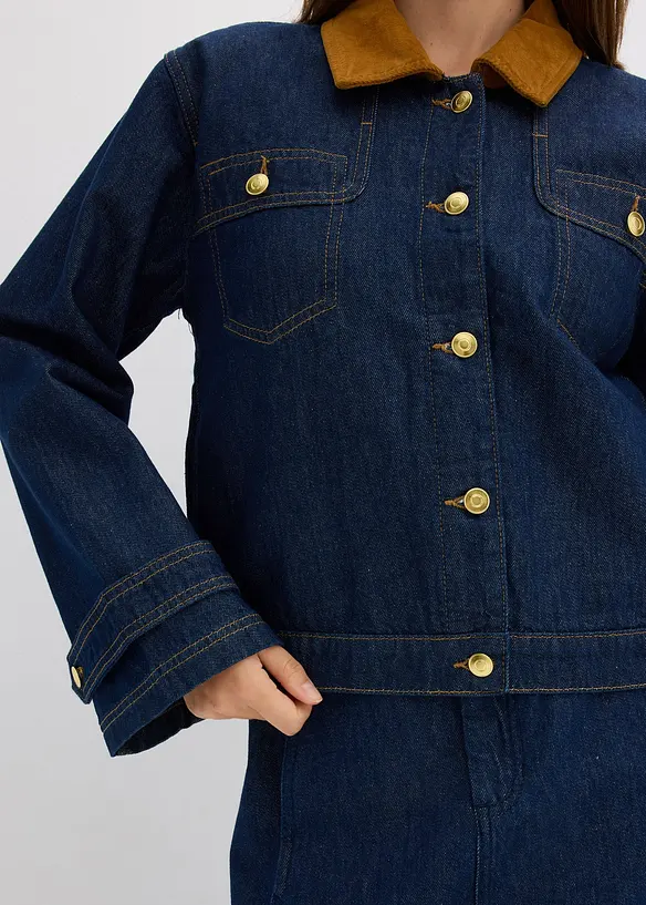 Jeansjacka med manchesterkrage, bonprix