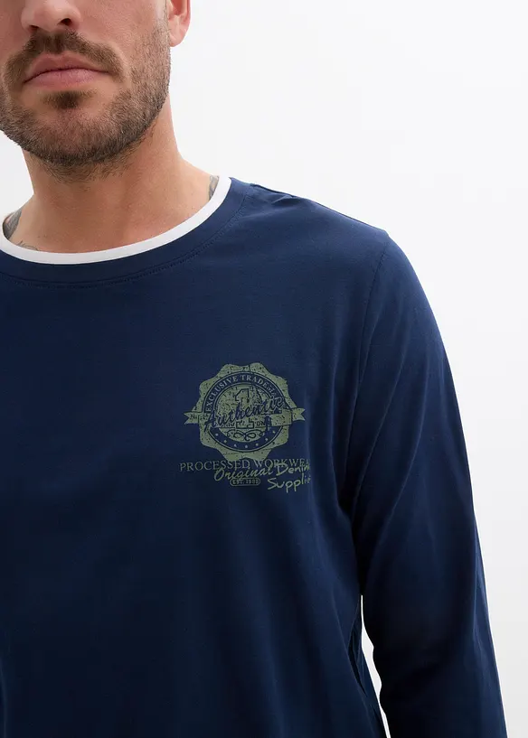 Långärmad T-shirt med 2-i-1-look, bonprix