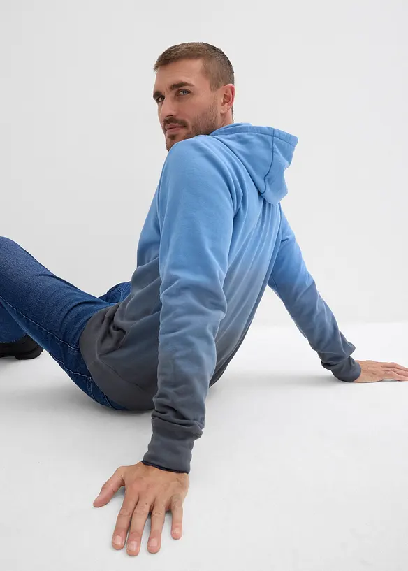 Sweatshirt med huva i ren bomull, bonprix