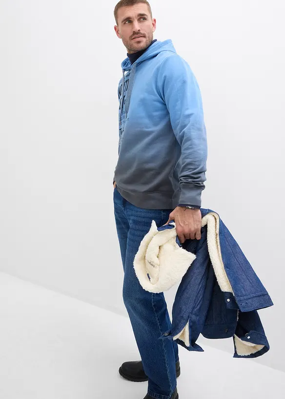 Sweatshirt med huva i ren bomull, bonprix