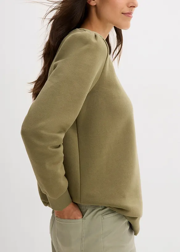 Sweatshirt med broderi i bomullsmix, bonprix