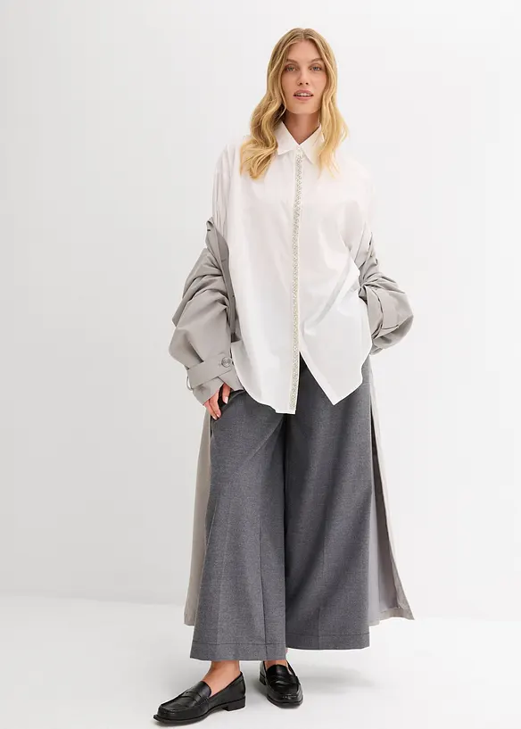 Skjortblus med strassapplikation, bonprix