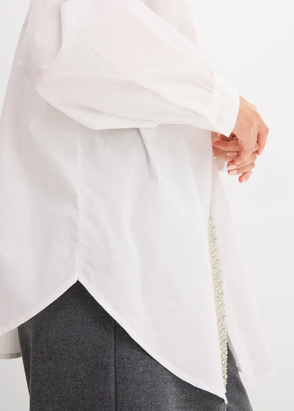 Skjortblus med strassapplikation, bonprix