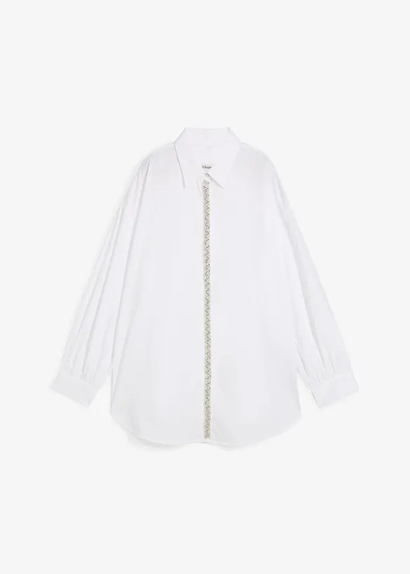 Skjortblus med strassapplikation, bonprix