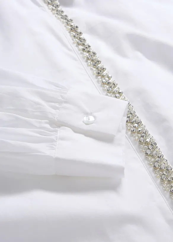 Skjortblus med strassapplikation, bonprix