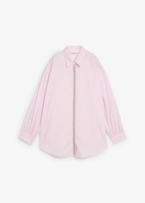 Skjortblus med strassapplikation, bonprix