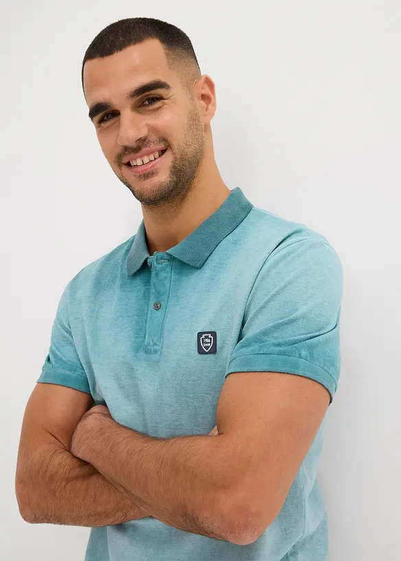 Kortärmad pikétröja med tvättad look, bonprix