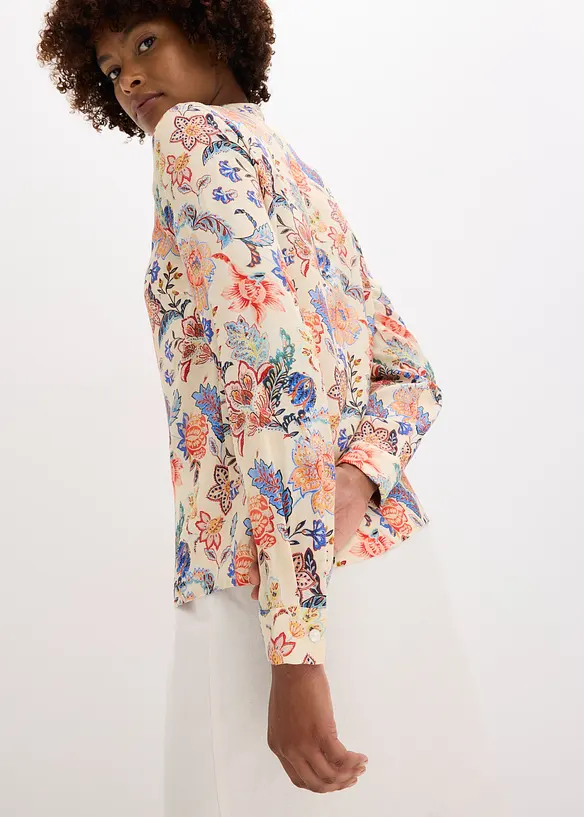 Blus med blommönster, bonprix