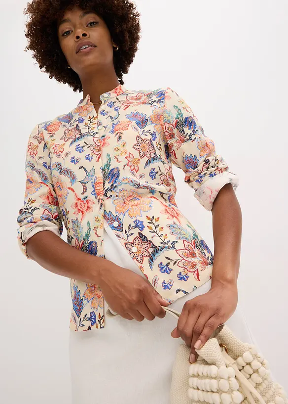 Blus med blommönster, bonprix