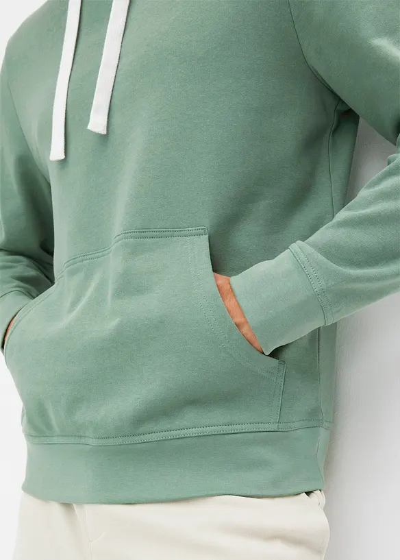 Sweatshirt med huva i ren bomull, bonprix
