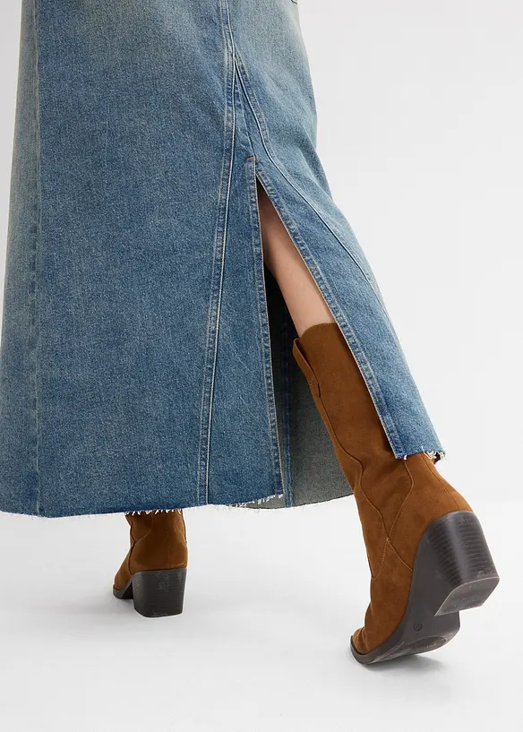 Jeanskjol i maxilängd med Mid Waist, bonprix