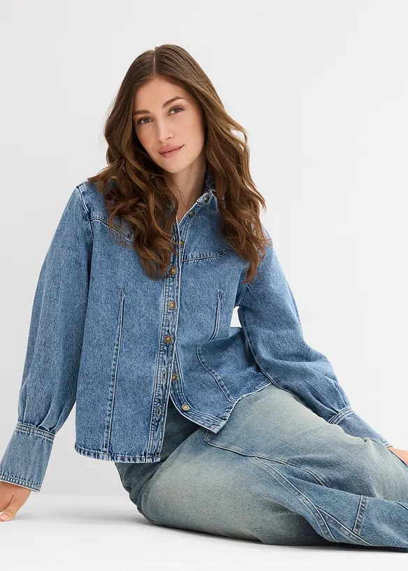 Jeanskjol i maxilängd med Mid Waist, bonprix